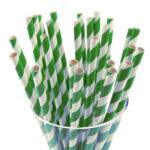 Set 25 paie din hartie decor dungi verzi