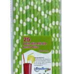 Set 25 paie din hartie verzi cu buline albe