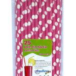 Set 25 paie din hartie, roz cu buline albe