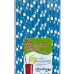 Set 25 paie din hartie, blue cu buline albe