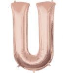 Balon folie rose-gold litera U 86 cm