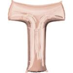 Balon folie rose-gold litera T 86 cm