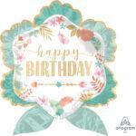 Balon folie figurina Flower Happy Birthday