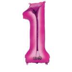 Balon folie cifra 1 fuchsia 86 cm