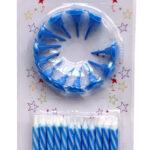 Set 24 lumanari bleu cu 12 suporti