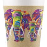 8 pahare party 200 ml din carton, Elefant biodegradabile si compostabile