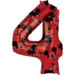 Balon folie rosie cifra 4 Mickey 66 cm