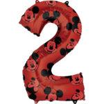 Balon folie rosie cifra 2 Mickey 66 cm