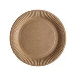 50 farfurii rotunde carton Kraft diametru 18 cm