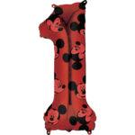 Balon folie rosie cifra 1 Mickey 66 cm