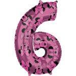 Balon folie fuchsia cifra 6 Minnie 66 cm