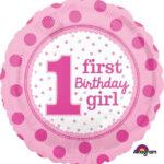 Balon folie 45 cm 1st Birthday Girl