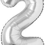 Balon folie argintie cifra 2, 96 cm
