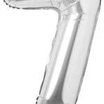 Balon folie argintie cifra 7, 96 cm