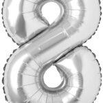 Balon folie argintie cifra 8, 96 cm