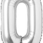 Balon folie argintie cifra 0, 96 cm