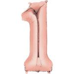 Balon folie rose gold cifra 1, 96 cm