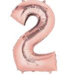 Balon folie rose gold cifra 2, 96 cm