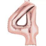 Balon folie rose gold cifra 4, 96 cm