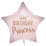 Balon folie stea roz Birthday Princess 45 cm