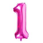 Balon folie fuchsia cifra 1, 96 cm