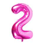 Balon folie fuchsia cifra 2, 96 cm