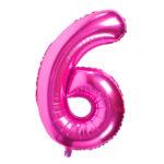 Balon folie fuchsia cifra 6, 96 cm