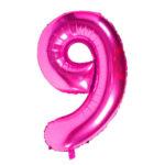 Balon folie fuchsia cifra 9, 96 cm