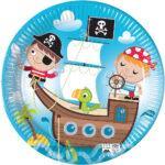 Set 8 farfurii party din carton, compostabile, Comoara Piratilor, 23 cm
