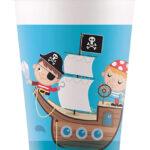 Set 8 pahare din carton, compostabile, Comoara Piratilor, 200 ml