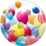 Set 8 farfurii party din carton, compostabile, Flying Balloons, 23 cm