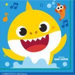 Set 16 servetele party Baby Shark, 33x33 cm