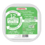 12 farfurii patrate din aluminiu lacuit, 180x180mm.