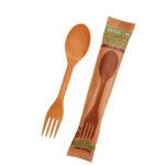 Combo lingura-furculita din fibra lemn, 16 cm