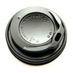 100 capace negre pentru pahare carton 240 ml – capace plastic rezistent pentru cafea și băuturi calde