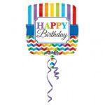 Balon folie 45 cm Happy Birthday Chevron Linii Color
