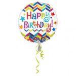 Balon folie 45 cm Happy Birthday Chevron Stele Color