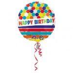 Balon folie 45 cm Happy Birthday Dots and Stripes
