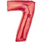 Balon folie figurina rosie cifra 7