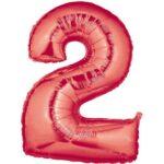 Balon folie figurina rosie cifra 2