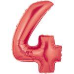 Balon folie figurina rosie cifra 4
