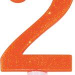 Lumanare cifra 2 12 cm glitter orange