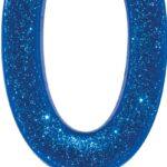 Lumanare cifra 0 12 cm glitter albastru