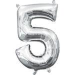Mini balon folie cifra 5 argintiu 35 cm