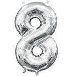 Mini balon folie cifra 8 argintiu 35 cm