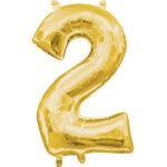 Mini balon folie cifra 2 auriu 35 cm