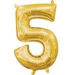 Mini balon folie cifra 5 auriu 35 cm