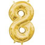 Mini balon folie cifra 8 auriu 35 cm