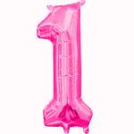 Mini balon folie cifra 1 fuxia 35 cm