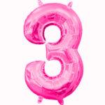 Mini balon folie cifra 3 fuxia 35 cm